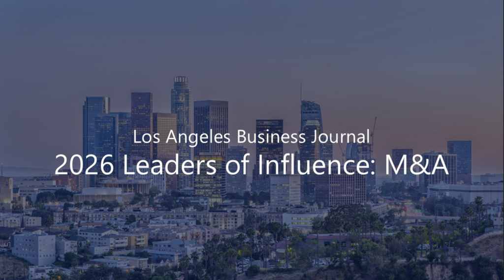 LABJ Award in front of Los Angeles skyline